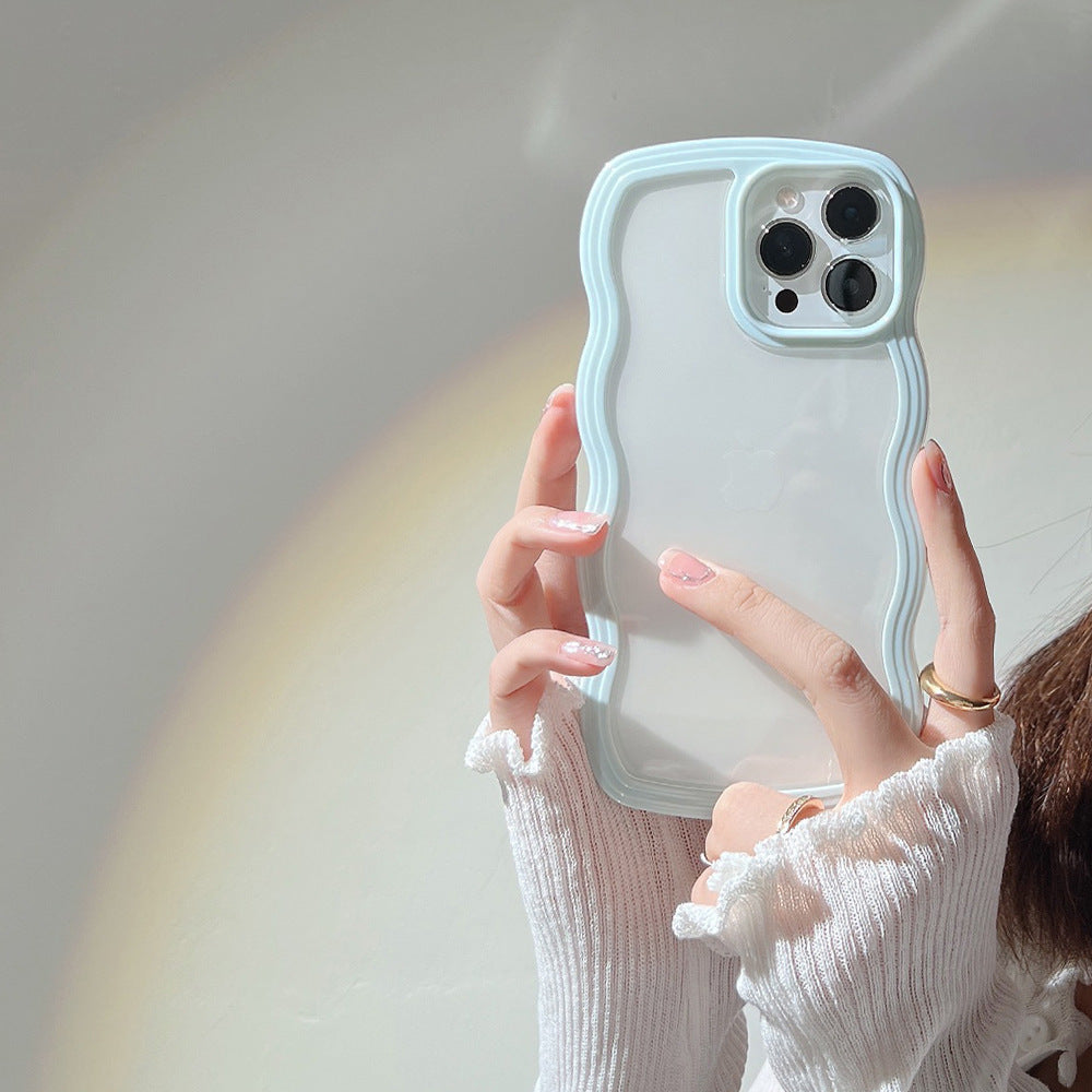 Wave Border Mobile Phone Case Solid Color Simple Candy Color Wave Border Mobile Phone Case Solid Color Simple Candy Color